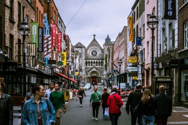 people walking on the street of Dublin in Ireland