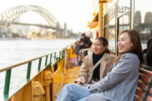 in-text image 6 Asian female friends sitting on a bench at Sydney Harbour in Australia.